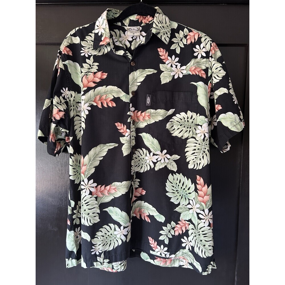 Barefoot Tropical Hawaiian Button Down Shirt Sz M Made In USA